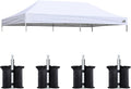 Eurmax USA 10x20 Pop Up Canopy Replacement Top,Universal Instant Canopy Cover ONLY,Heavy Duty UPF 50+ UV Protection,Water & Wind Resistant Tarp,30+ Colors Available,Bonus 4 Sand Bags (White)