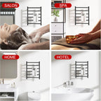 Heated Towel Racks for Bathroom, Wall Mounted Electric Towel Warmer Racks with Timer & Temperature Control, 6 Bar Stainless Steel Towel Heater for Bathroom, Matte Black, Plug-in