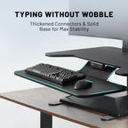 Electric Standing Desk Converter 36" Wide, Height Adjustable Desk Riser, Computer Workstation, Sit-Stand Convertor for Home, Office, School (Black, 1 Arm Included)