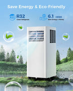 8,000 BTU Portable Air Conditioner - 3-in-1 Portable AC Unit for Rooms Up to 350 Sq. Ft., with Remote Control, Cooling, Dehumidifier & Fan Modes, AC Unit for Bedroom, Office, Apartment