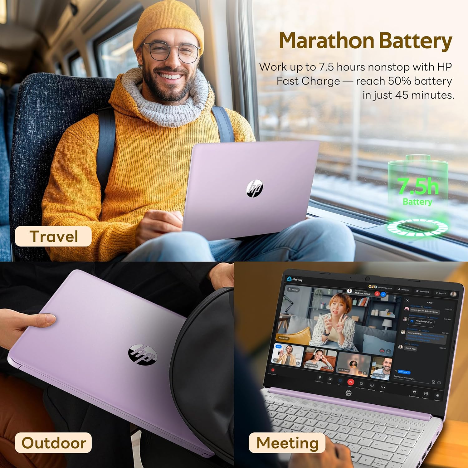 HP Flagship 14" HD Student&Business Laptop with AI Copilot  13th Gen Intel 4-Core  4GB RAM  1.12TB Storage (128GB UFS + 1TB Docking Station)  1 Year Office 365  Wi-Fi 6  Win 11 S  Lavender Purple