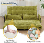 MAXYOYO Adjustable Floor Sofa Couch with 2 Pillows, Multi-Functional Bean Bag Bed, 5-Position Foldable Lazy Sofa Sleeper Bed with Armrest, Versatile Floor Seating for Reading, Green, Double