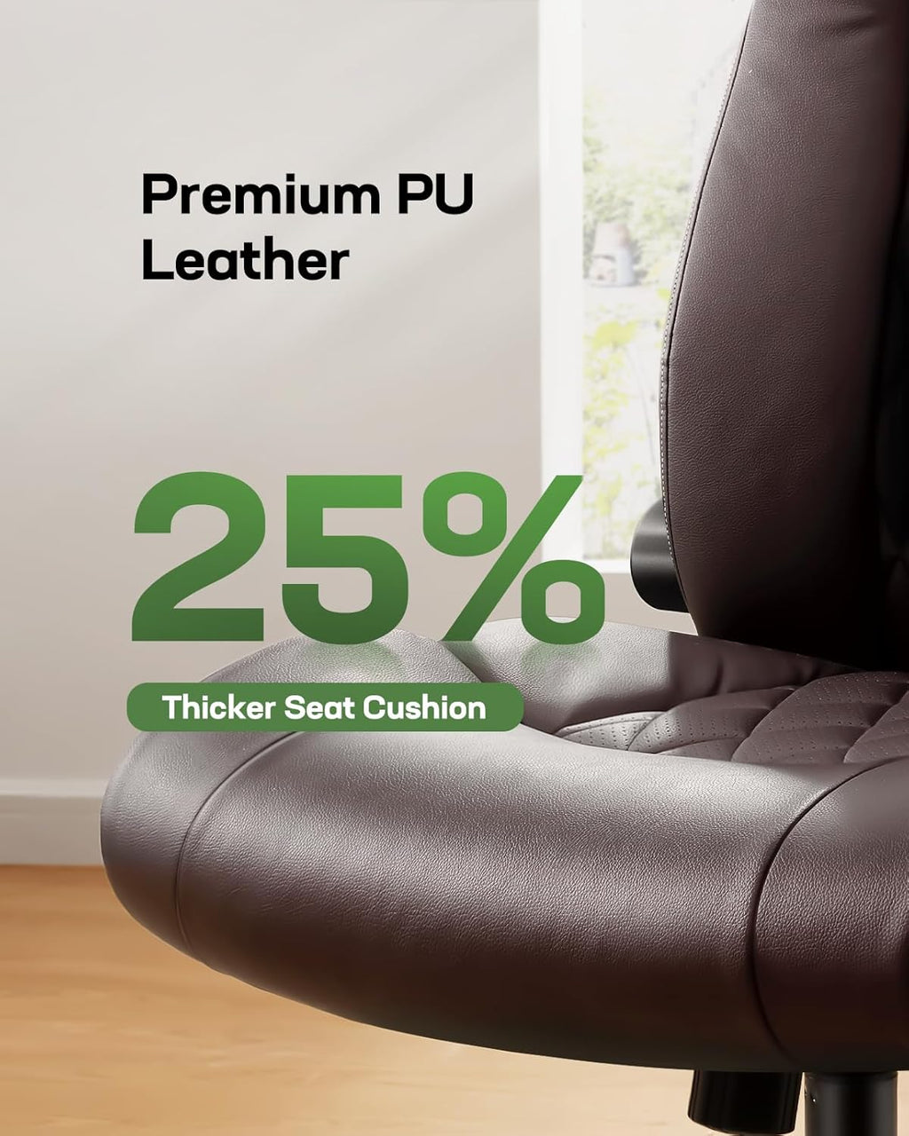 Marsail Executive Office Chair with Flip-up Armrests,PU Leather Ergonomic Desk Chair Height-Adjustable Swivel Rolling Desk Chair