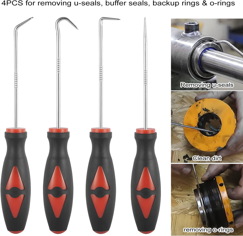 Hydraulic Cylinder Repair Tool kit For skid steers, loaders, backhoes Include gland wrench U-seal installer tools Seal puller Smooth type Piston Ring Compressor (17pcs)