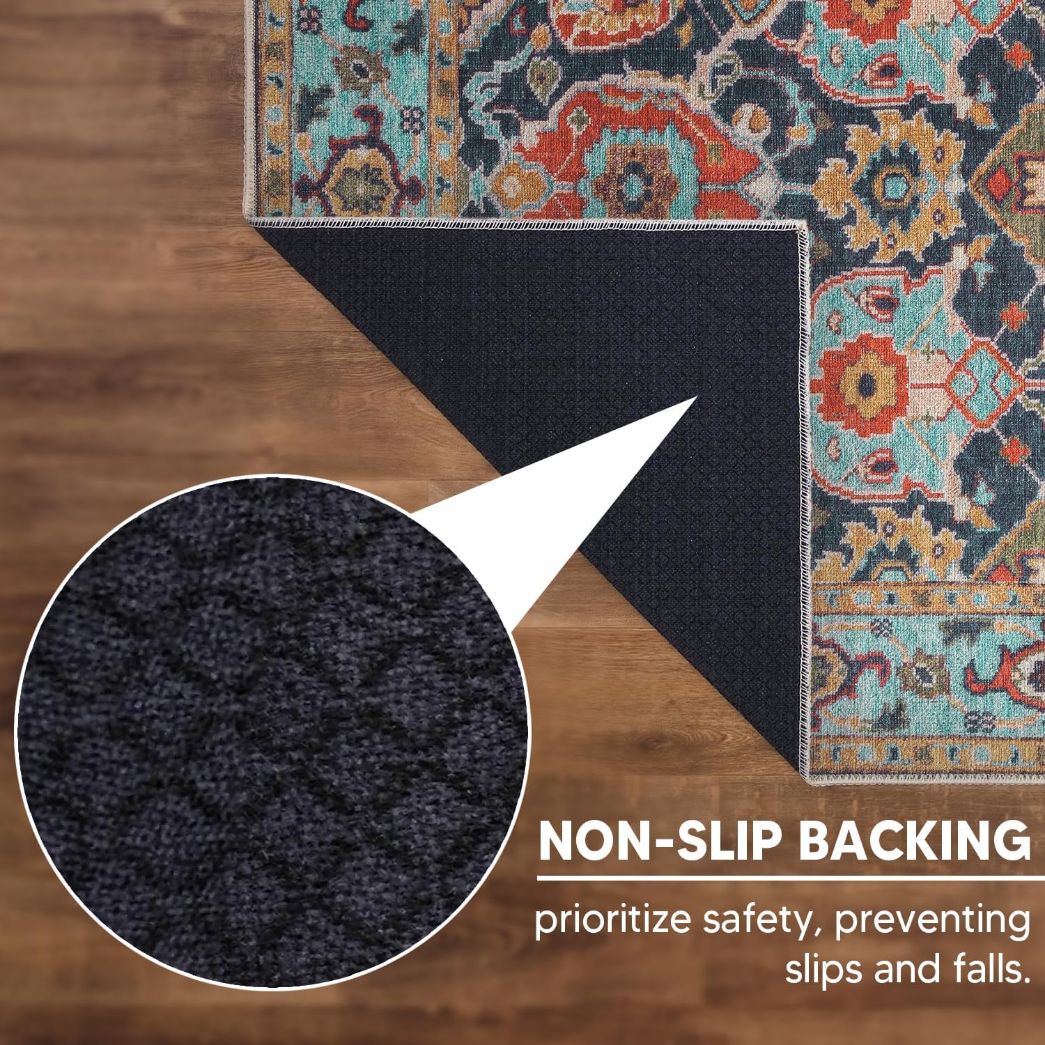 Keen Home Design 9x12 Rug - Machine Washable Area Rug with Non-Slip Backing, Ideal for Living Room, Dining Room, Bedroom - Vintage, Easy Clean, Durable, Low Pile Rug - (9' x 12')