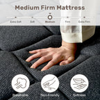 WEUP King Size Mattress, 12 Inch Hybrid Memory Foam Mattress in a Box, Individual Pocket Springs for Pressure Relief, Motion Isolation, Medium Firm Feel, CertiPUR-US Certified（Gray）