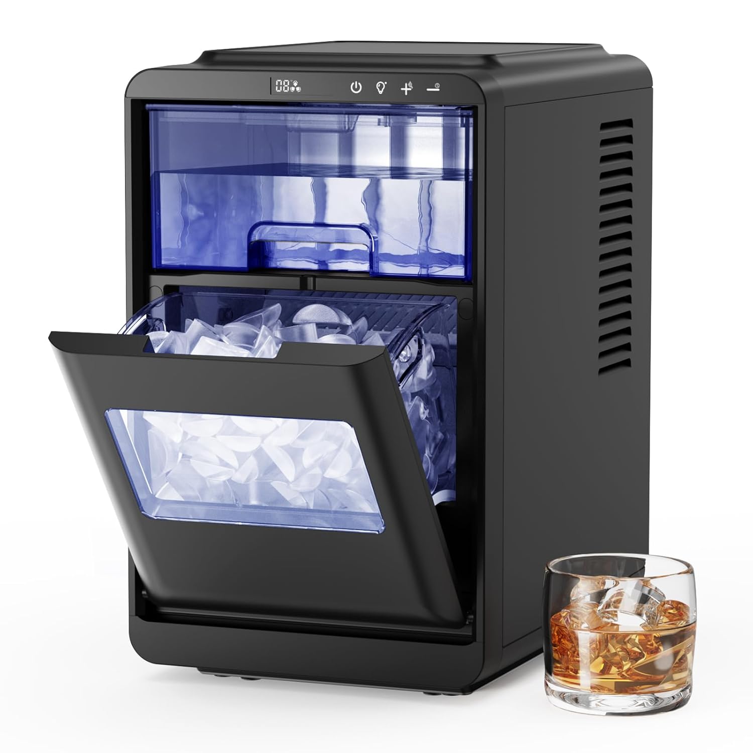 Northair Crescent ice Cube Machine 35Lbs/24H, 16Pcs in 12Mins  .Timer Portable Ice Maker for Home/Office/bar/Party(1, Black, 2.2L)
