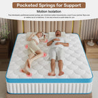 King Size Mattress 12 Inch Medium Firm King Matress Hybrid Memory Foam Individual Pocket Springs Pressure Relief & Motion Isolation Mattresses in a Box