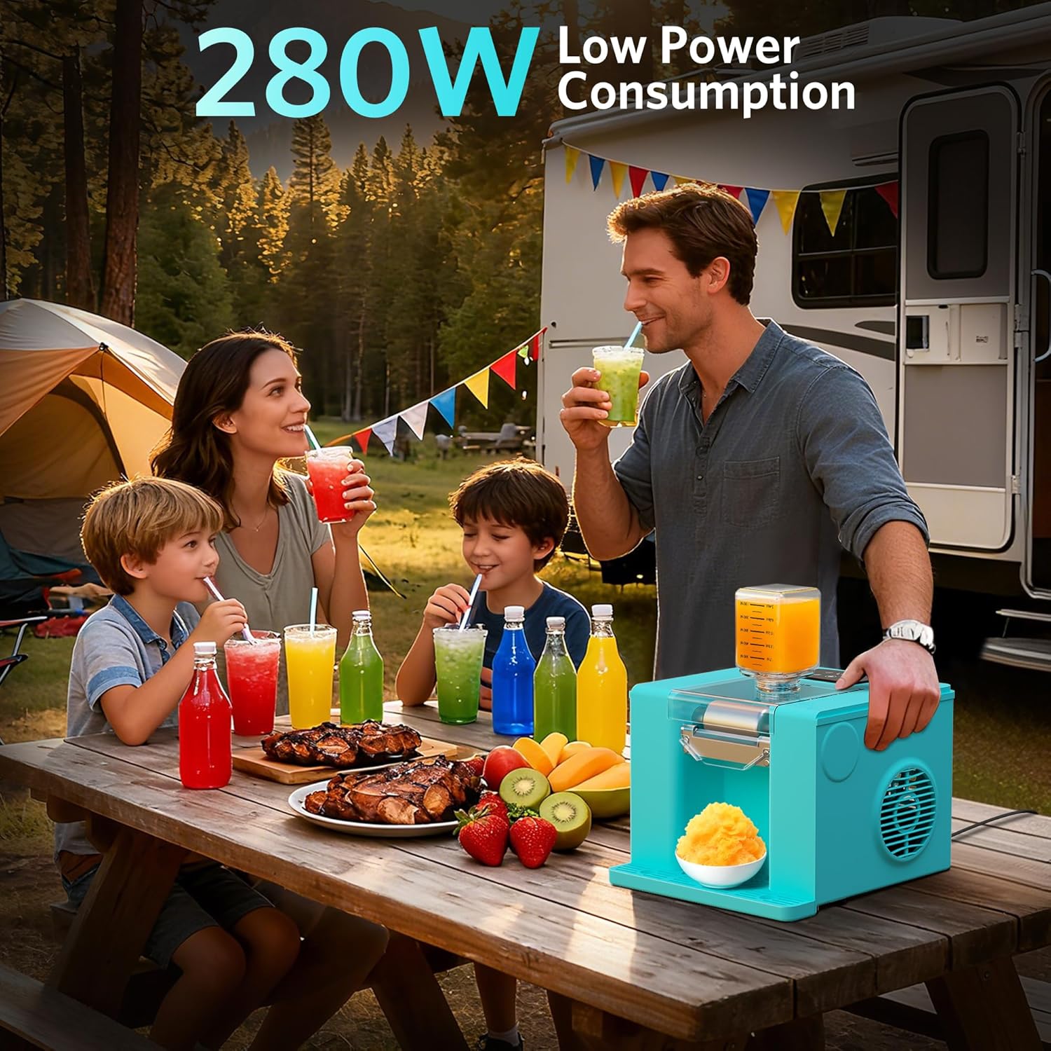 Shaved Ice & Slushie Machine No Ice Needed, Sugar Free Slushy Machine, 60S Making Shaved Ice, Slushie, Margaritas, Auto Clean, LED Display, 280W Frozen Drink Maker for Home, Party, Outdoor Use