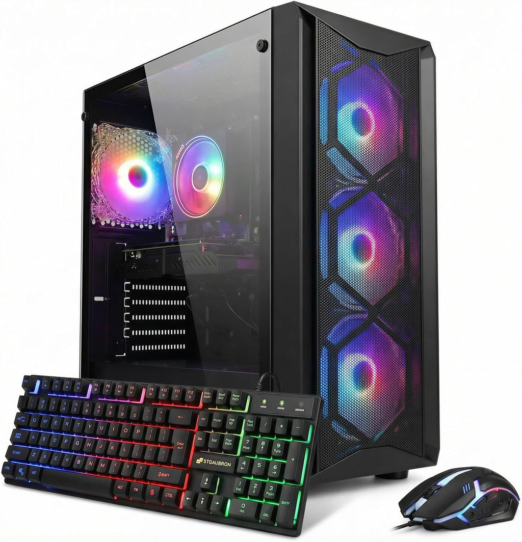 STGAubron Gaming PC Computer Desktop  Intel Core i7 8th Gen up to 4.1GHz  GeForce RTX 3050 6G  16G DDR4  1T SSD  WiFi 6  BT 5.2  RGB Fan x4  Windows 11 Home