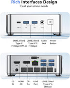 KAMRUI Pinova P2 Mini PC 16GB RAM 512GB SSD  AMD Ryzen 4300U(Beats 3500U/10110U/N150/N95 Up to 3.7 GHz)Mini Computers Triple 4K Display/HDMI+DP+Type-C/WiFi/BT for Home/Business Mini Desktop Computers