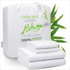 Cariloha 100% Organic Bamboo Viscose Sheets – 4-Piece King Sheet Set – 16 in Deep Pockets – Buttery Soft, Hypoallergenic, Cooling Sheets – Oeko-TEX Standard 100 – White
