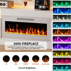 Fireplace TV Stand with 36'' Electric Fireplace, 70'' TV Media Entertainment Center with Fireplace Up to 80 inch,Modern LED TV Console with High Gloss Cabinet for Living Room