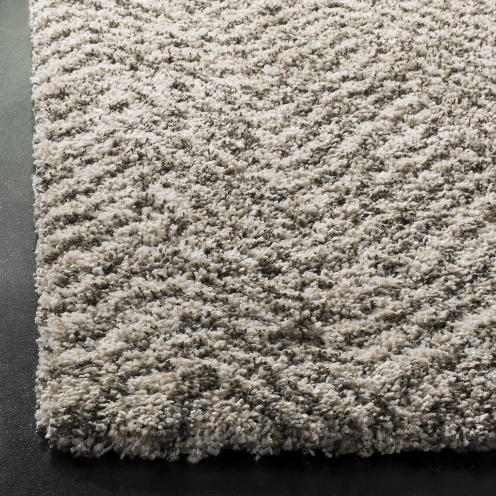 SAFAVIEH Hudson Shag Collection Area Rug - 9' x 12', Ivory & Grey, Chevron Design, Non-Shedding & Easy Care, 2-inch Thick Ideal for High Traffic Areas in Living Room, Bedroom (SGH375A)