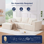 KINGYES 107'' Modular Sectional Sofa, L Shaped Cloud Couch for Living Room, Modern Boneless Sofa with Chaise for Bedroom, Beige