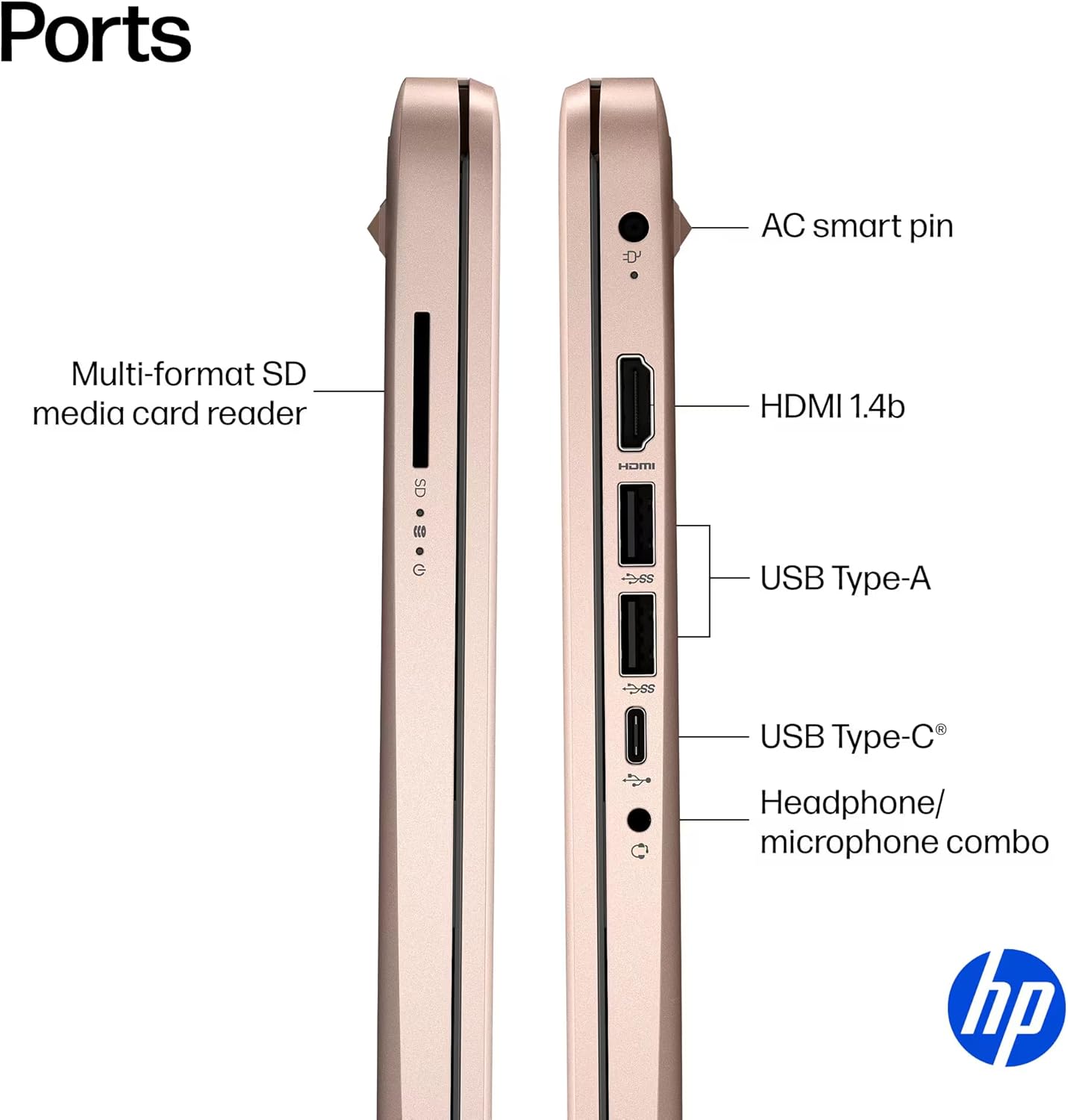 HP 14" Laptop Thin and Light for 2026 Student Business with Office Suite  Copilot AI  Intel CPU Up to 2.8GHz  16GB RAM  628GB Storage (128GB SSD+500GB Ext)  WiFi 6  Win 11 Pro  MarxsolAddon  Rosegold