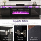 oneinmil 2 Tier TV Console Stand with 36" Electric Fireplace, LED Light Entertainment Center for TVs Up to 80" for The Living Room, 70", Black