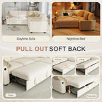 Hanherry Sectional Couch with Pull Out Sofa Bed,Chenille Sleeper Sofa with 2 Seat Storage & USB Charging,Comfy L Shaped Modular Couches for Living Room,Apartment