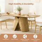 CHITA 71" Modern Dining Table for 6-8, Rectangle Dining Table with Bentwood Legs, Wood Dinner Table for Kitchen & Dining Room, Oak Venner