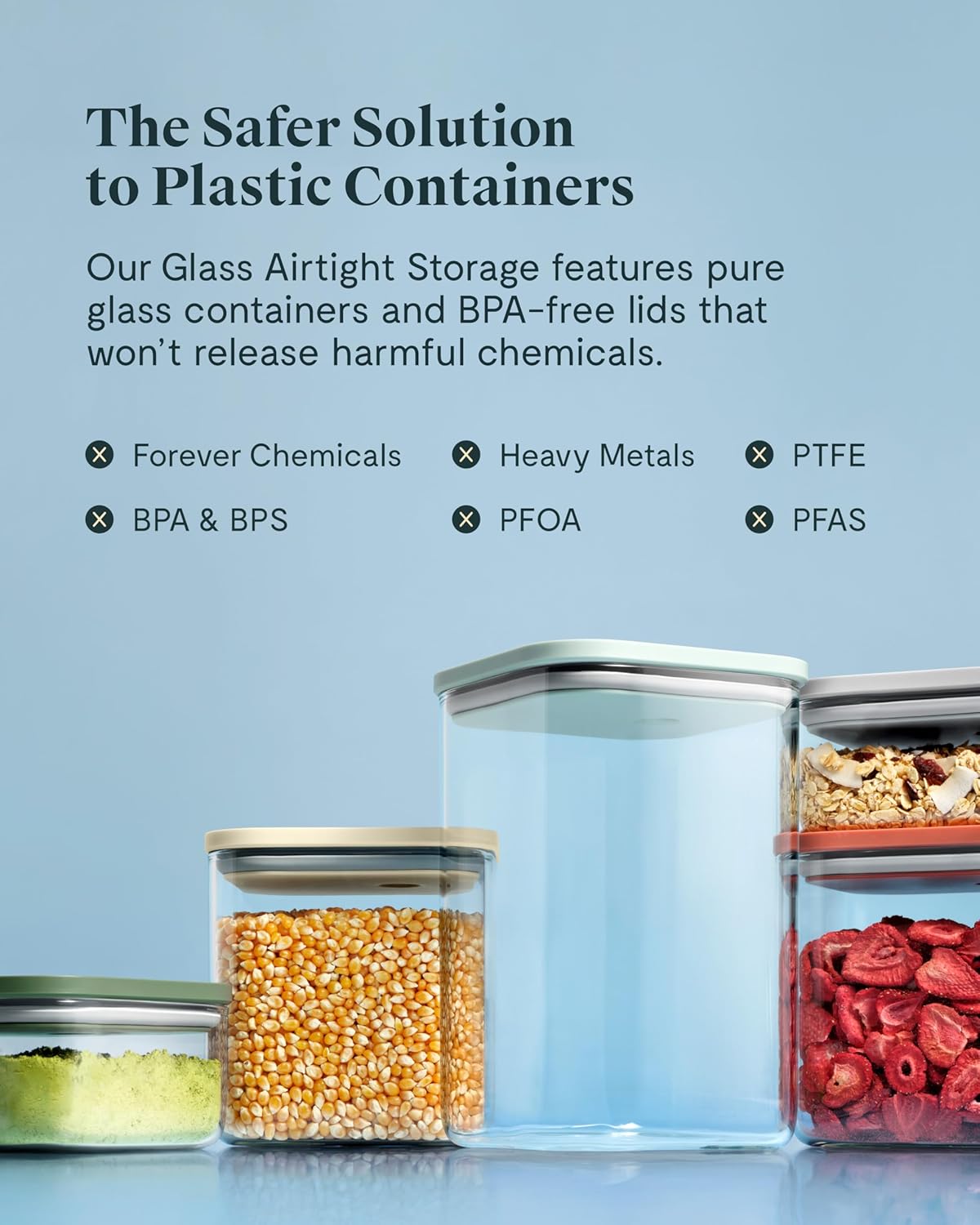 Caraway 13-Piece Glass Airtight Food Storage Containers with Lids – Non-Toxic, BPA-Free Kitchen Storage Containers – Stackable, Space-Saving Airtight Containers for Dry Goods and More - Gray