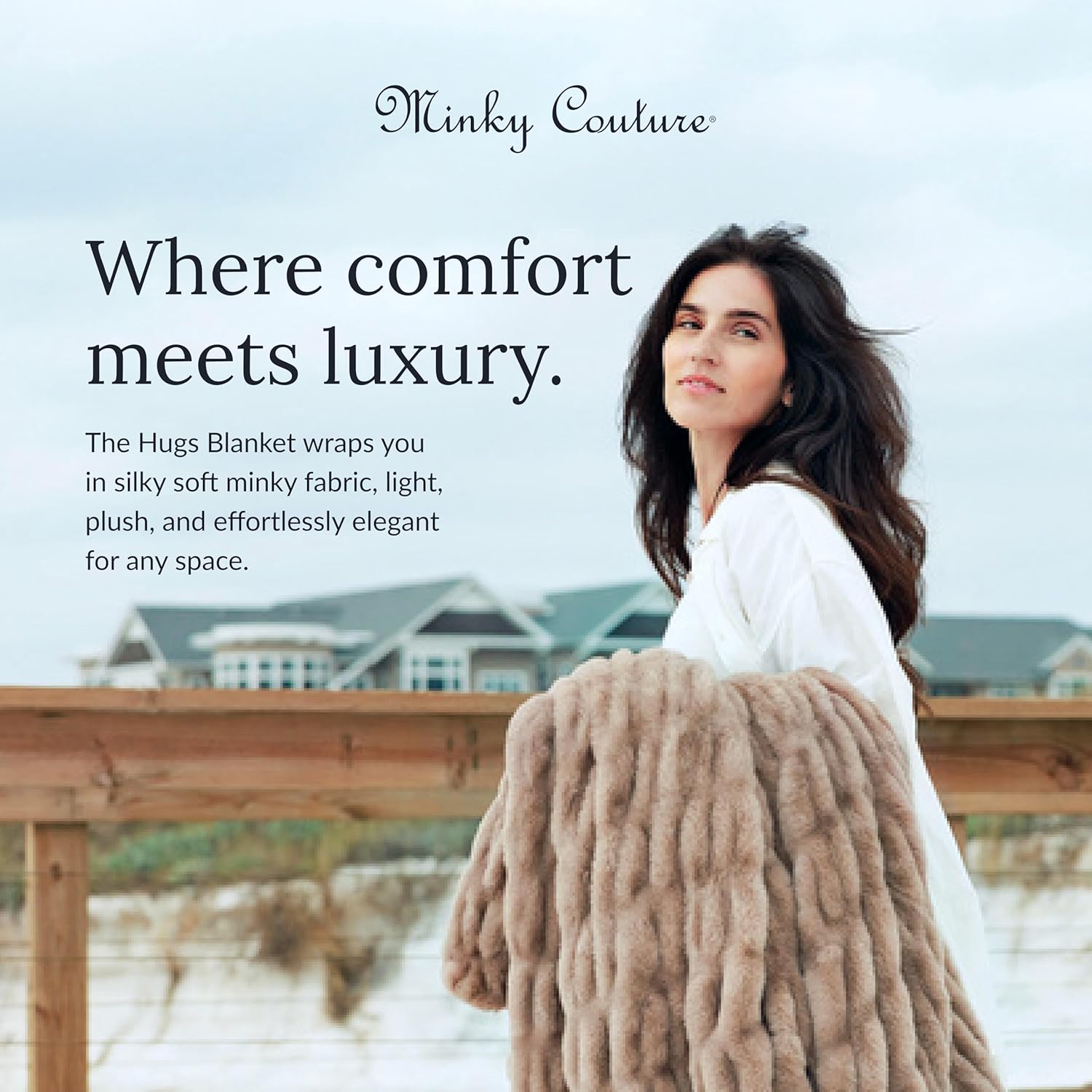 Minky Couture Hugs Blanket - Extra Plush Blanket for Premium Gifting - Stretchy Bubbled Cozy Throw - Silky Smooth - Durable & Machine-Washable - Travel-Friendly - Travel, Milk Chocolate