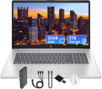 HP 17.3" FHD IPS Anti-Glare Laptop  Intel 7-150U  32GB RAM  3TB Storage (2TB SSD & 1TB Docking Station Set)  Intel Graphics  Num Pad  Wi-Fi 6  1080p Webcam  Fast Charge  Windows 11 Home  Silver