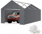 Carport Replacement Canopy Cover Sidewalls for 10x20x9.35FT Frame, Heavy Duty Garage Car Tent Shelter Tarp with Ball Bungees, Waterproof & UV Protected (Frame is not Included) (Grey)