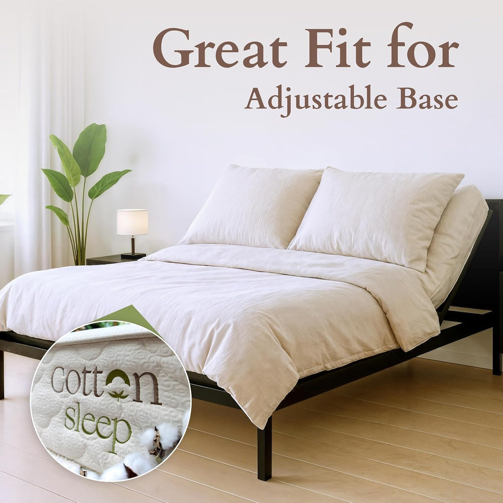 CottonSleep All Natural Mattress (100% Organic Cotton, Wool, & GOTS Latex, Made in The USA) Non Toxic, Fiberglass Free Hybrid Pocket Coil and Plush Foam Bed in A Box Medium Soft - Twin, 13"