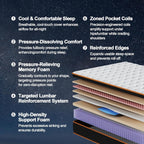 Queen Mattress 12 Inch, Hybrid Mattress Queen Size Bed in a Box, Memory Foam and Individual Pocket Springs, Edge Support, Motion Isolation & Pressure Relief, Medium Firm, 365-Night Trial