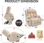 PELUMY Power Lift Recliner Chair for Elderly, Heavy Duty 350 lbs, Massage & Heat, Dual USB Ports & Cup Holders, Electric Recliner, Chenille Fabric (Beige)