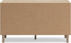 Signature Design by Ashley Cielden Coastal 6-Drawer Dresser, Bronze-Tone Knobs, Safety Stop, Textured Cane Details, 62.01" W x 19.65" D x 35.67" H, Light Brown