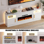 Fireplace TV Stand with 36'' Electric Fireplace, 70'' TV Media Entertainment Center with Fireplace Up to 80 inch,Modern LED TV Console with High Gloss Cabinet for Living Room