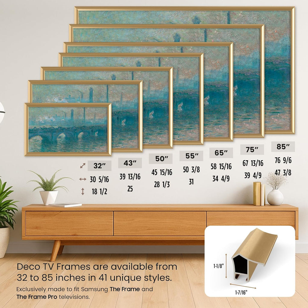 Pale Gold Prismatic 55" Alloy Deco TV Frame - Compatible ONLY with Samsung The Frame TVs (Fits 2021-2026  LS03A  LS03B  LS03C  LS03D  LS03FA)