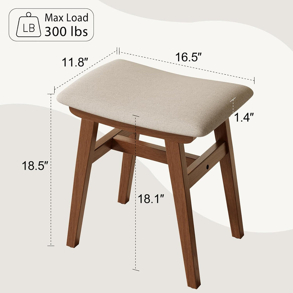Vanity Desk and Stool Bundle 19.6in Walnut