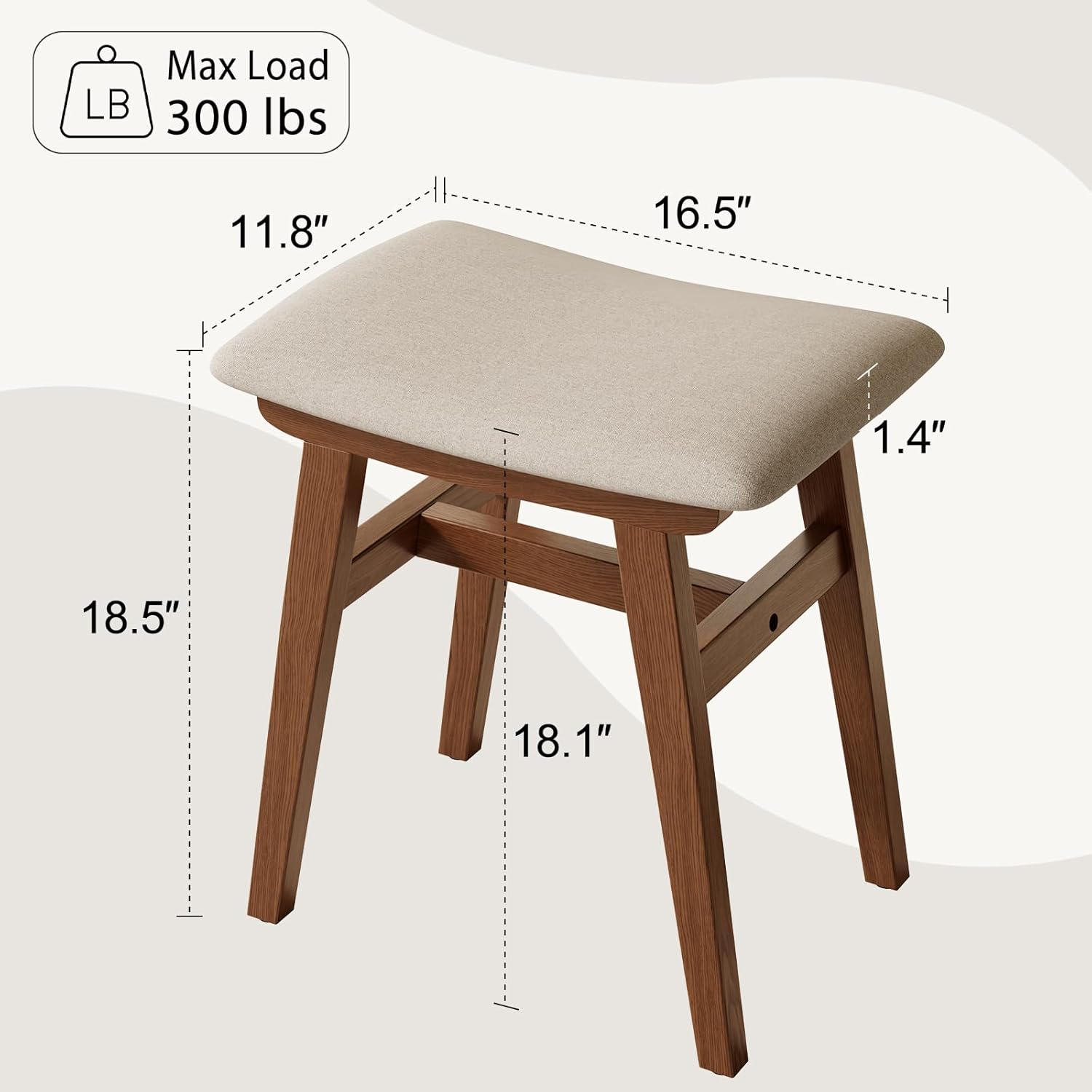 Vanity Desk and Stool Bundle 19.6in Walnut