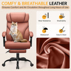 Office Chair, Executive Big and Tall Leather Desk Chairs with Footrest, Ergonomic Breathable Computer Chair with Adjustable High Back, Lumbar Support Swivel PC Chairs with Rocking Function