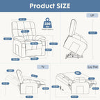 DUMOS Power Lift Recliner Chair with Vibration Massage and Heat for Elderly, Ergonomic Overstuffed Breathable Fabric Reclining Chair with 3 Pockets, Remote Control, Living Room, Bedroom, Grey