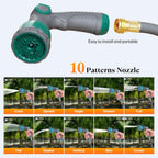 100 ft x 5/8" Retractable Garden Hose Reel  Heavy Duty Water Hose Reel Wall Mounted  Any Length Lock  180°Swivel  Water Hose with 10-Function Nozzle for Cleaning  Watering (Green)