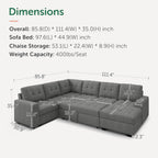 HONBAY Sleeper Sofa Bed with Storage Chaise, Sectional Couch with Pull Out Bed, U Shaped Sectional Sleeper Sofa Couch, Grey