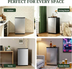 Mini Fridge with Freezer, 3.2 Cu.Ft Compact Single Door Refrigerator with Adjustable Thermostat, Low Noise & Energy Efficient (0.41kWh/Day), Small Fridge for Bedroom, Dorm, Office, Apartment (Silver)