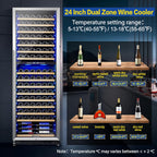 AAOBOSI Wine Cooler Refridgerator 24 Inch, 176 Bottles Dual Zone Wine Fridge with Double-Layer Tempered Glass Door and Temperature Memory Fuction,Built-in or Freestanding.
