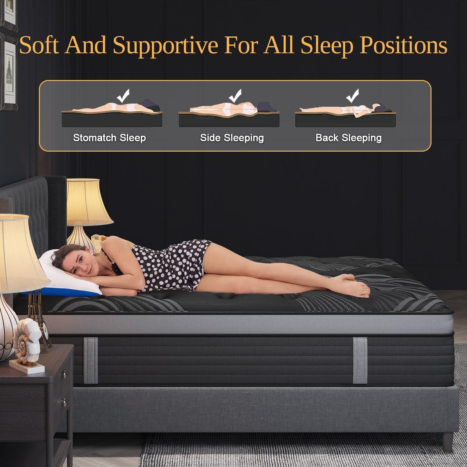 Queen Mattress, 12 Inch Hybrid Mattresses, Medium-Firm Feel with Pocket Springs & Cooling Gel Memory Foam, CertiPUR-US Certified for Enhanced Support, Cooling & Motion Isolation