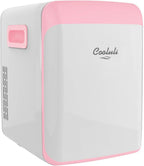 Cooluli 15L Mini Fridge for Bedroom - Car, Office Desk & College Dorm Room - 12V Portable Cooler & Warmer for Food, Drinks, Skin Care, Beauty, Makeup & Cosmetics - AC/DC Small Refrigerator (Pink)
