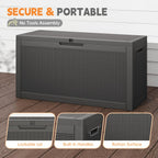 LubanNese Outdoor Storage Box, Waterproof Deck Box, Outdoor Patio Storage Bin, Weatherproof (Black, 66 Gallon)