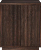 Henn&Hart 28" Fluted Wooden Accent Cabinet, Ribbed Modern Sideboard Buffet Cabinet with 2 Doors and an Adjustable Shelf for Living Room, Dining Room, Bedroom or Entryway, Rich Brown