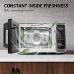 TOSHIBA Air Fryer Combo 8-in-1 Countertop Microwave Oven, with Convection, Broil, Odor Removal Mode, 12.4" Position Memory Turntable, Child-Lock, 1.0 Cu.ft, Black Stainless Steel, ML2-EC10SA(BS)