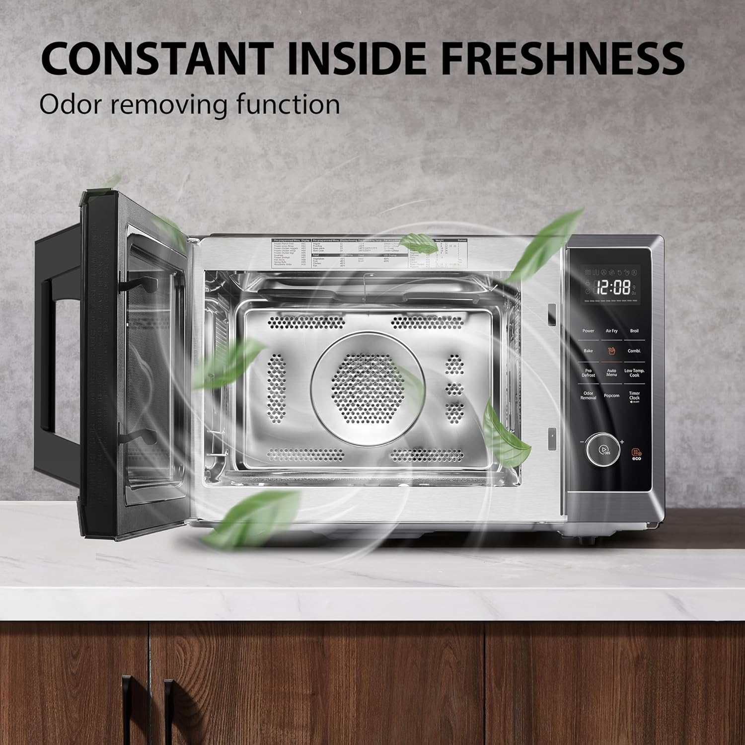 TOSHIBA Air Fryer Combo 8-in-1 Countertop Microwave Oven, with Convection, Broil, Odor Removal Mode, 12.4" Position Memory Turntable, Child-Lock, 1.0 Cu.ft, Black Stainless Steel, ML2-EC10SA(BS)