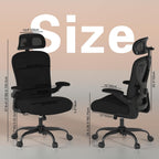 Office Chair for Back & Neck Pain Relief, Virgin Foam Seat, 2D Adjustable Lumbar & 3D Headrest, Flip-Up Armrests, Tilt & Rock for Relaxation, Black/Carbon Fiber