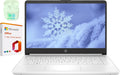 HP 14" Business & Student Laptop Computer with Microsoft Office 365 Included  Intel Quad-Core Processor  8GB RAM 320GB Storage (64GB eMMC+256GB SD Card)  Windows 11  PLUSERA Earphones  White