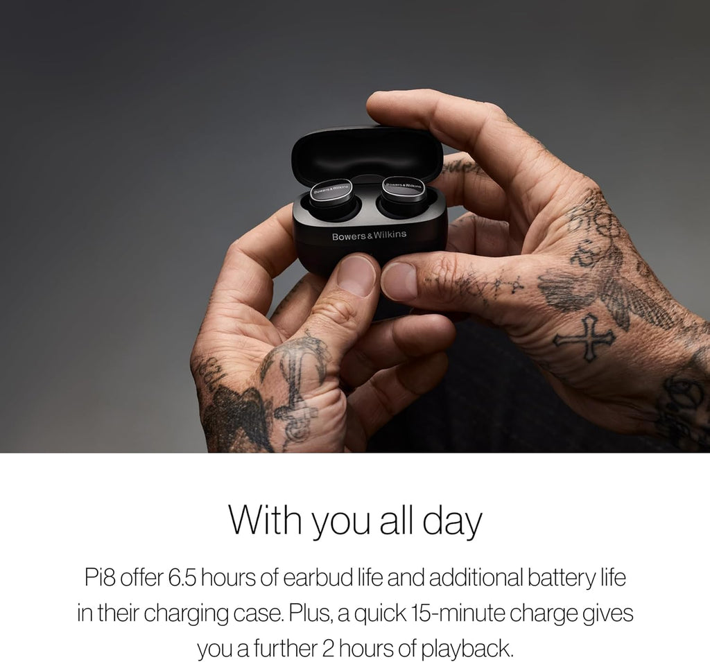 Bowers & Wilkins Pi8 Wireless Bluetooth Earbuds (Midnight Blue)  in-Ear Bluetooth Earphones with Qualcomm & aptX Lossless  Active Noise Cancelling Earbuds  3 Built-in Mics  15-Min Quick Charging